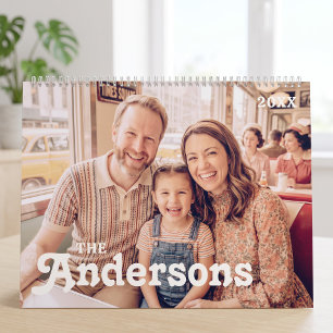 Benutzerdefinierte Familienfoto-Retro-Typografie Kalender