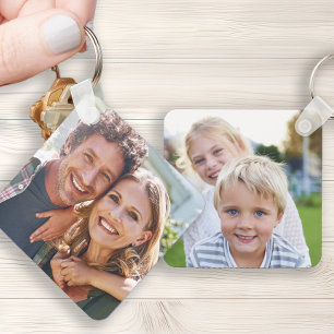 Benutzerdefinierte Familienfotos auf beiden Seiten Schlüsselanhänger
