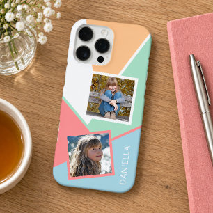 Benutzerdefinierte Familienfotos auf geometrischem iPhone 16 Pro Max Hülle
