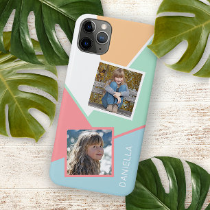 Benutzerdefinierte Familienfotos auf geometrischem iPhone 16 Pro Max Hülle