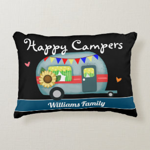 Benutzerdefinierte Familienname Happy Campers Dekokissen