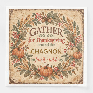 Benutzerdefinierte Familienname Thanksgiving-Papie Serviette
