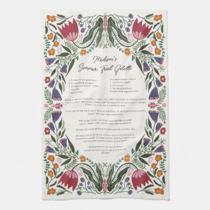 Benutzerdefinierte Familienrezept-Volkskunst-Blume Geschirrtuch