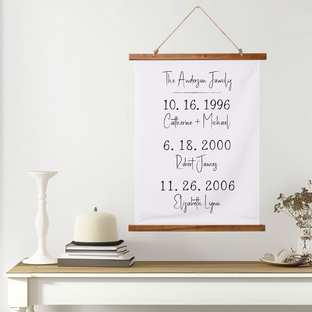 Benutzerdefinierte Familientermine sorgen für Mutt Wandteppich Mit Holzrahmen (Von Creator hochgeladen)