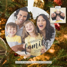 Benutzerdefinierte FAMILY (dunkler Text) 2-Foto-Ke Ornament