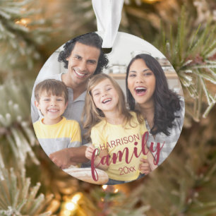Benutzerdefinierte FAMILY Red Script 2 Foto Keepak Ornament