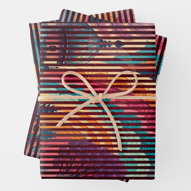 Benutzerdefinierte Fantasy-Dome-Gestreifte Geschen Geschenkpapier Set (Beispiel)