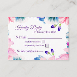 Benutzerdefinierte Farb-Wasserfarben-Blumen-RSVP-K Begleitkarte