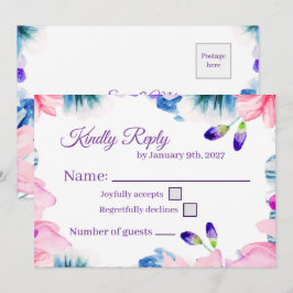 Benutzerdefinierte Farb-Wasserfarben-Blumen-RSVP-K Einladung