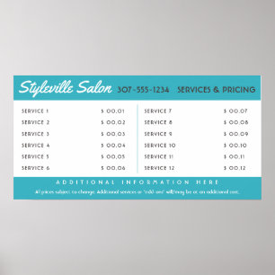 Benutzerdefinierte Farbanzeige für Salon-Servicepr Poster