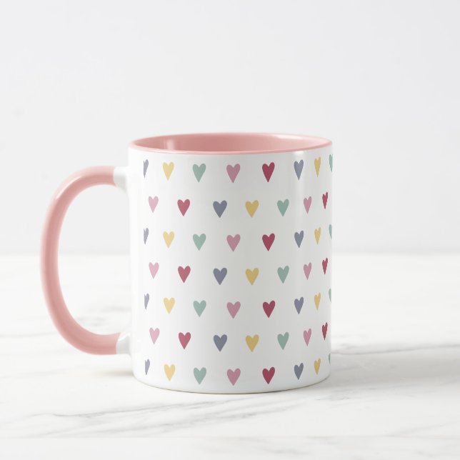 Benutzerdefinierte Farbe bunt Kleine Herzen Tasse (Links)