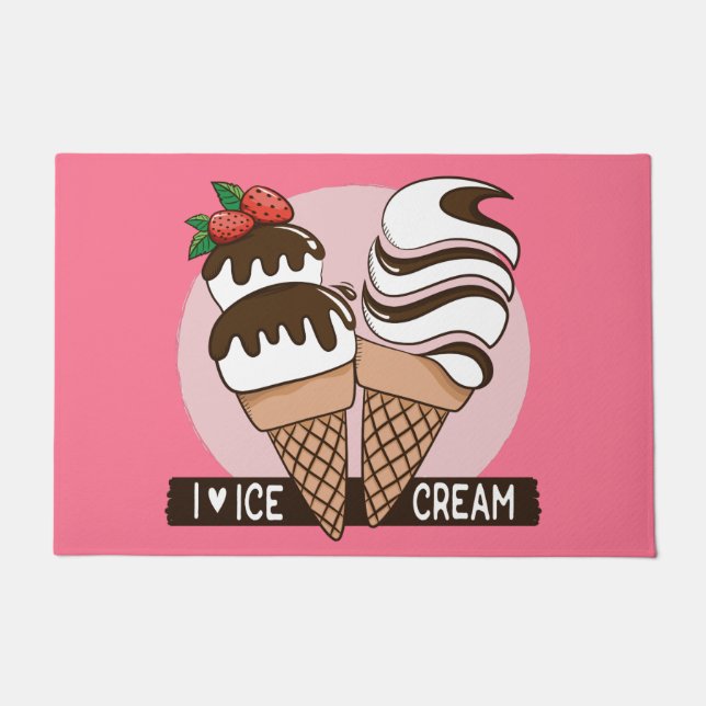 Benutzerdefinierte Farbe Eiscreme Lover Türmatten Fußmatte (Vorderseite)