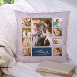 Benutzerdefinierte Farbe Elegante Skriptfamilie Fo Kissen<br><div class="desc">Foto Collage Kissen mit 9 Fotos in einem Gitter-Layout auf der Vorder-und Rückseite angeordnet, sodass es insgesamt 18 Fotos, die Sie mit eigenen Fotos mit Ihrem Familiennamen in einem eleganten Skript ersetzen können. Dieses vielseitige Kissendesign hat auch bearbeitbare Farben. Sie können die Hintergrundfarbe ändern, indem Sie auf "Anpassen" klicken, die...</div>