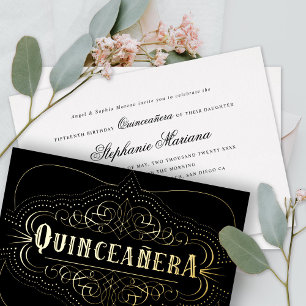 Benutzerdefinierte Farbe Quinceañera Südwesten Gol Folieneinladung