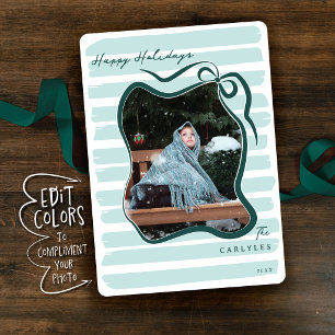 Benutzerdefinierte Farbe Whimsical Bow gestreifte Feiertagskarte