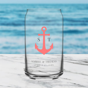 Benutzerdefinierte Farben Monogramm Anker Hochzeit Dosenglas