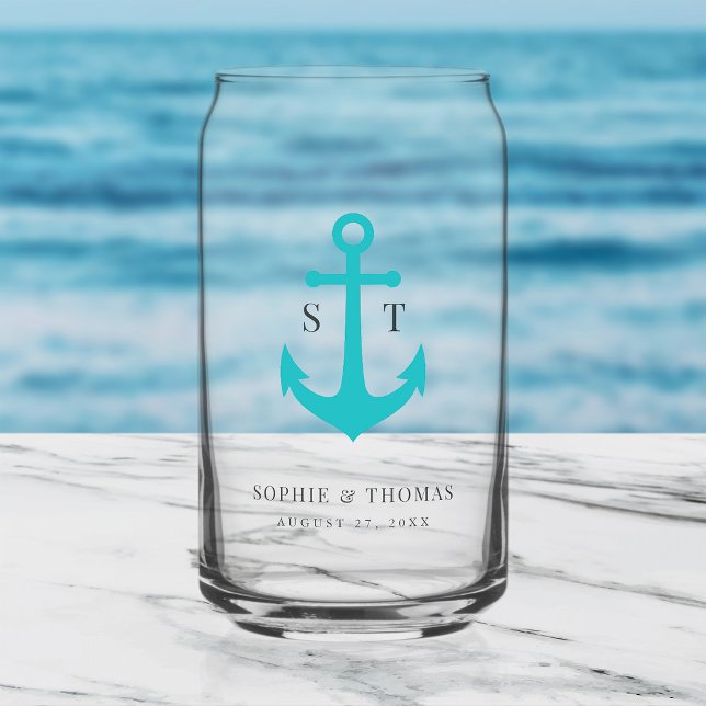 Benutzerdefinierte Farben Monogramm Anker Hochzeit Dosenglas (Von Creator hochgeladen)