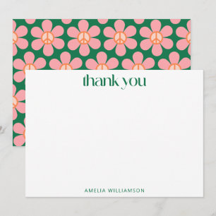 Benutzerdefinierte farbenfrohe Friedensblumen-Baby Dankeskarte