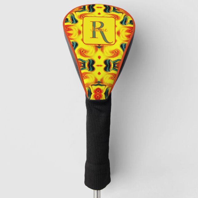 Benutzerdefinierte farbenfrohe Kunst-Monogramm Ihr Golf Headcover (Vorderseite)