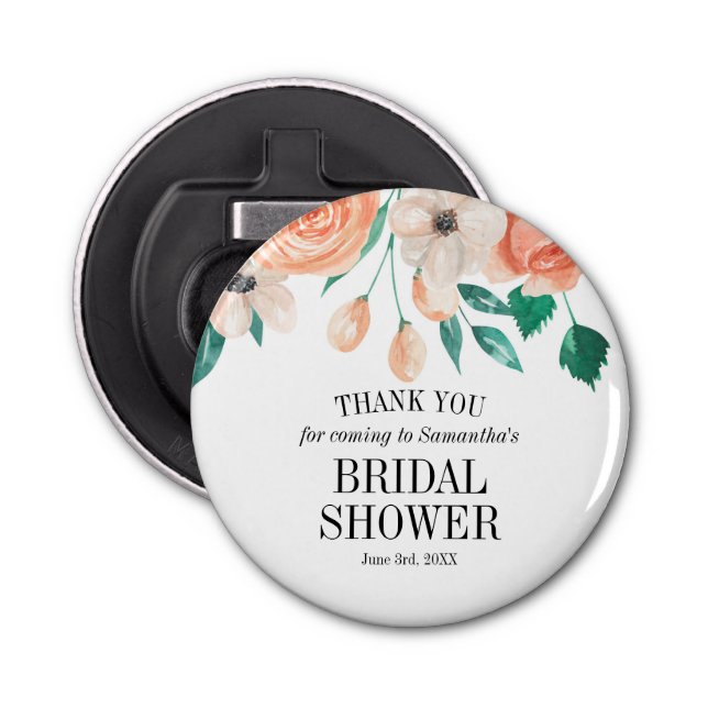 Benutzerdefinierte Favoriten Elegantes Peach Flora Flaschenöffner (Vorderseite)