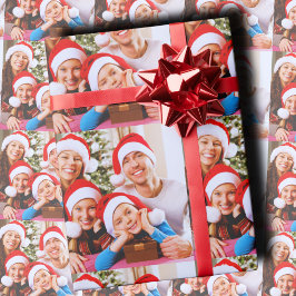 Benutzerdefinierte Feiertags-Fotocollage Geschenkpapier