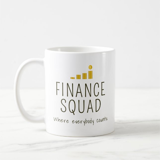 Benutzerdefinierte Finanz-Squad Personalisiert Kaffeetasse (Links)