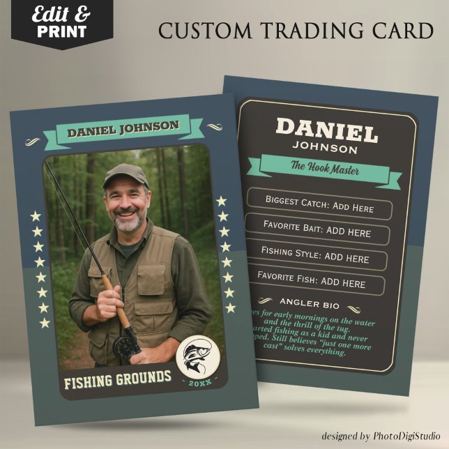 Benutzerdefinierte Fischereikarte, Geschenke mit F Telefonnummerkarte (Custom Fishing Trading Card, Fisherman Trading Card Custom Gifts for Fishermen, Angler Card)