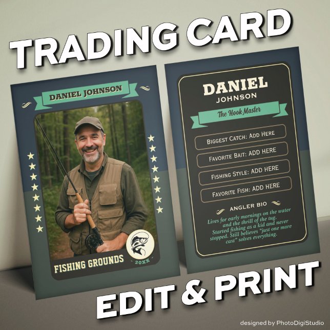 Benutzerdefinierte Fischereikarte, Geschenke mit F Telefonnummerkarte (Custom Fishing Trading Card, Fisherman Trading Card Custom Gifts for Fishermen, Angler Card)