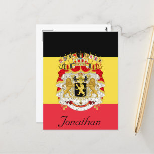 Benutzerdefinierte Flagge Belgiens Schwarzes Gelb  Postkarte