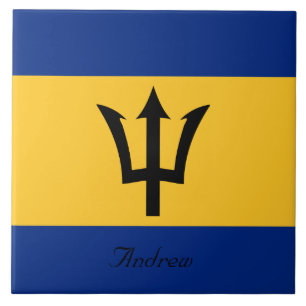 Benutzerdefinierte Flagge von Barbados Dreizack de Fliese