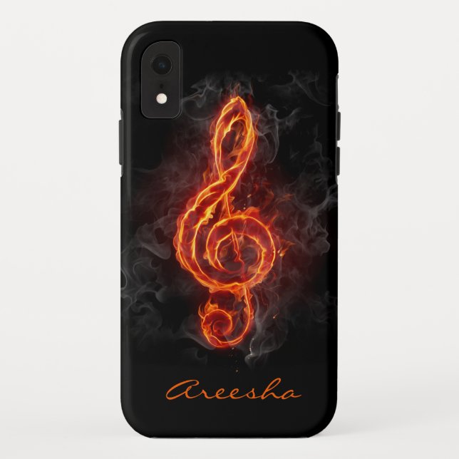 Benutzerdefinierte Flaming-Musiknote Case-Mate iPhone Hülle (Rückseite)