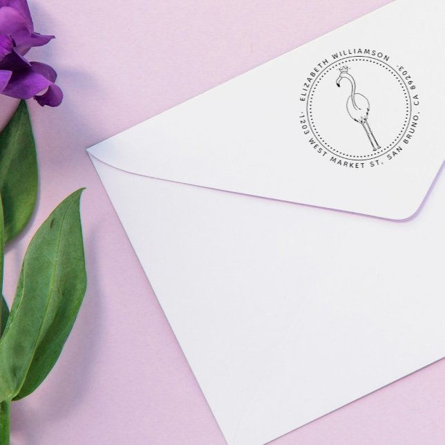 Benutzerdefinierte Flamingo Princess Round Name Rü Gummistempel (Von Creator hochgeladen)