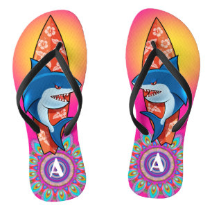 Benutzerdefinierte Flip Flops Hai Surfen Hippie Bo