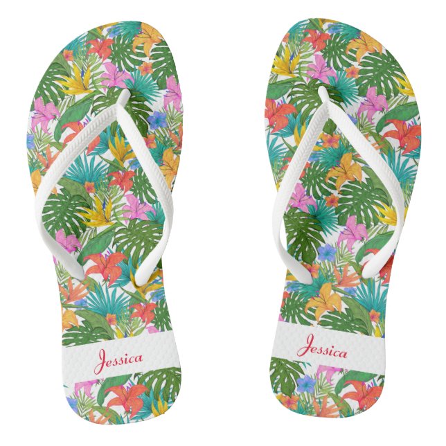 Benutzerdefinierte florale Flip-Flops mit Hibiskus Flip Flops (Fußbett)