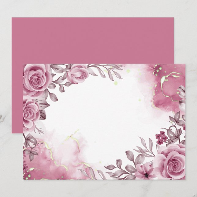 Benutzerdefinierte Florale Rosa Rose Save The Date (Vorne/Hinten)