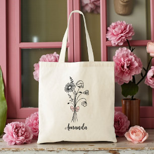 Benutzerdefinierte Florale Rosa Schleife für Braut Tragetasche