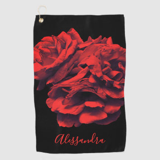 Benutzerdefinierte Florale Schwarze Rote Rosen Bot Golfhandtuch