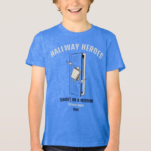 Benutzerdefinierte Flurhelden-Schule Tri-Blend Shirt (Vorderseite)