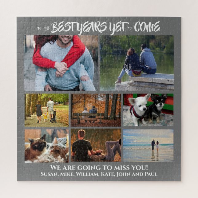 Benutzerdefinierte Foto-Collage | 8 Holzkohle grau Puzzle (Vertikal)