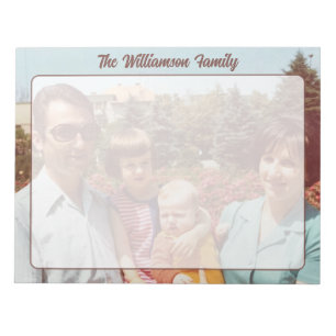 Benutzerdefinierte Foto Familienname Retro Schrift Notizblock