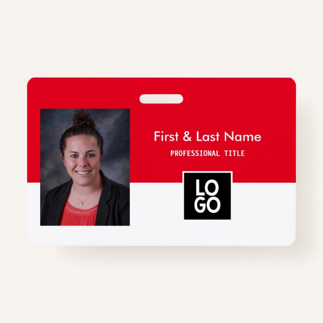 Benutzerdefinierte Foto-ID Red Minimal Einfache ID Ausweis (Vorderseite)