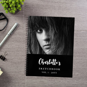 benutzerdefinierte Foto im Sketchbook Schwarz-weiß Notizbuch