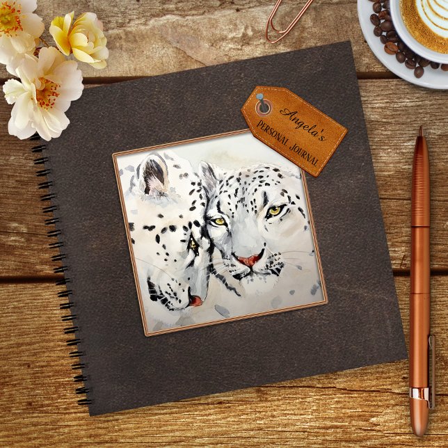 Benutzerdefinierte Foto Imitate Leather Personal N Notizbuch (A personal notebook featuring watercolor leopards or your own photo framed by a faux leather design)