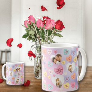 Benutzerdefinierte Foto-Konversation Candy Hearts Kaffeetasse