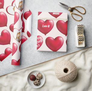 Benutzerdefinierte Foto-Konversation Rote Herzen Geschenkpapier