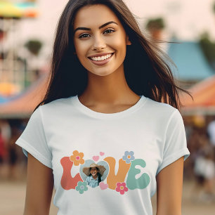 Benutzerdefinierte Foto Liebe Herz Blume Hippie T-Shirt