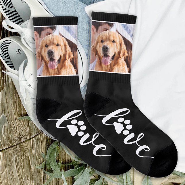 Benutzerdefinierte Foto-Liebe Paw Print Dog Socken (Von Creator hochgeladen)