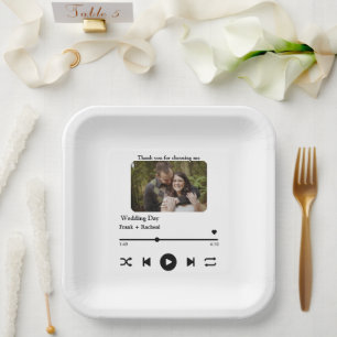 Benutzerdefinierte Foto-Musikantenliste für Paare Pappteller