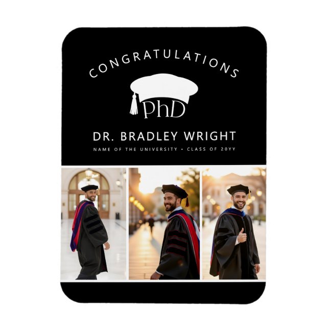 Benutzerdefinierte Foto-PhD-Mütze Promotion Abschl Magnet (Vertikal)