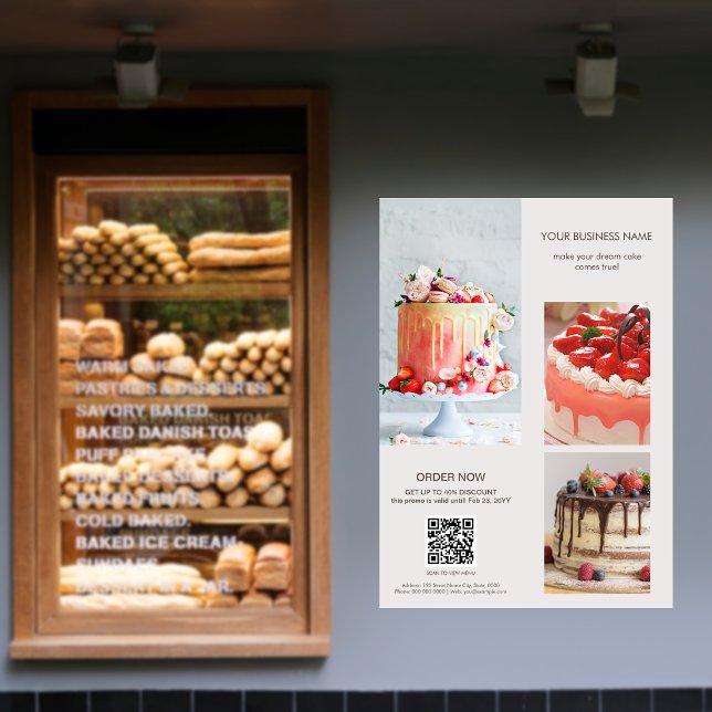 Benutzerdefinierte Foto QR-Code-Menü "Backbäckerei Poster (Custom Photos Scan QR Code Menu Cake Bakery Flyer Poster)